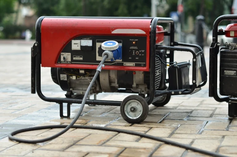 red electric generator in street