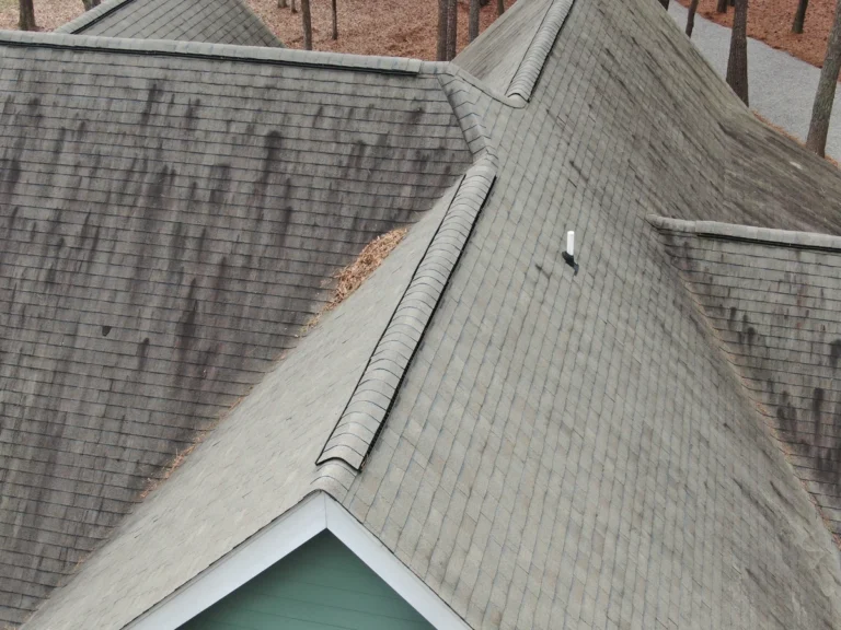 asphalt shingle roof with damage granule loss