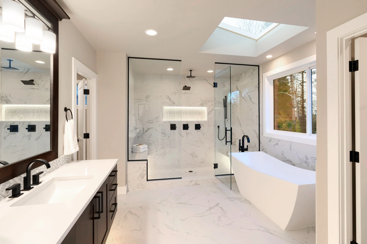 bathroom space with marble details