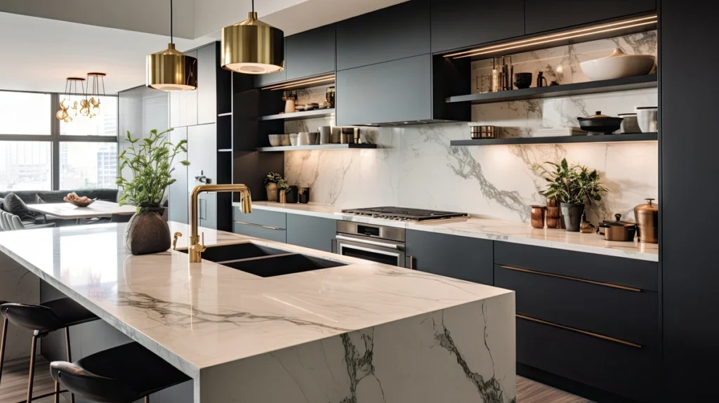 new kitchen design with marble island