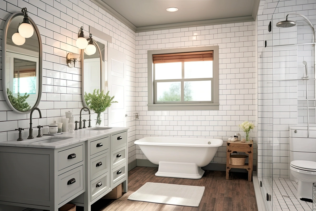 warm tones in remodeled bathroom design