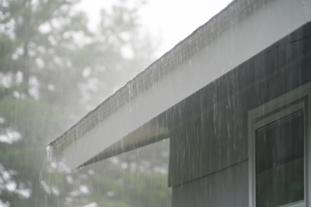 rain falling on a roof