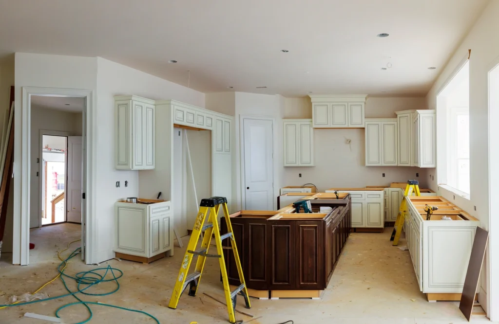 a kitchen in the process of being remodeled